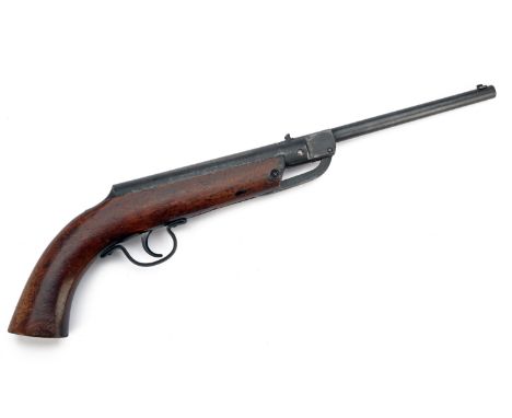 A SCARCE RIFLED .177 FRITZ LANGENHAN FLZ BREAK-BARREL AIR-PISTOL, serial no. 041, first version circa 1930, with sighted 7 1/