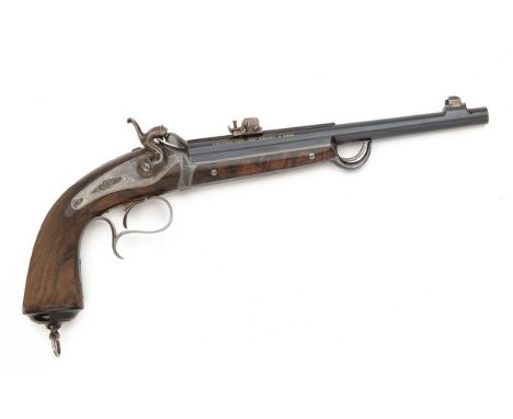 A GOOD CONTINENTAL 10mm PERCUSSION BREECH-LOADING TARGET PISTOL FOR WAX BALL SIGNED JAMAR-SMITS, LIEGE, no visible serial num