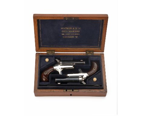 A CASED PAIR OF .41 (RIMFIRE) COLT No.3 THUER'S PATENT DERRINGER VEST PISTOLS, serial no. 6023 and 40213, circa 1884 and of i