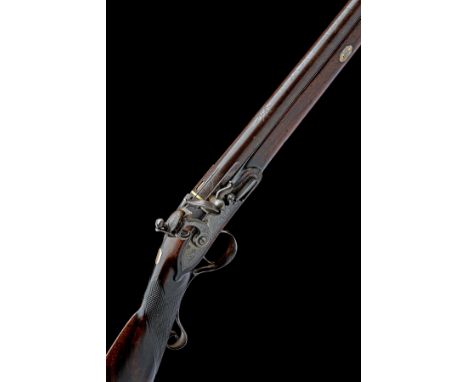 AN 18-BORE FLINTLOCK SINGLE-BARRELLED SPORTING GUN SIGNED J. WALLIS, no visible serial number, circa 1805, with tapering roun