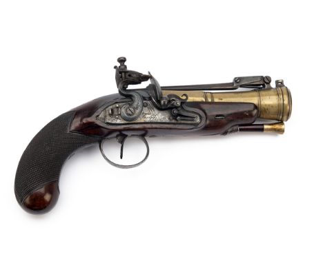 TWIGG, LONDON A GOOD 28-BORE FLINTLOCK BRASS-BARRELLED BLUNDERBUSS PISTOL WITH SPRUNG BAYONET, no visible serial number, circ