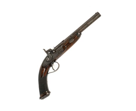 A 64-BORE PERCUSSION TARGET PISTOL SIGNED COOPER, no visible serial number, circa 1855, with three-groove rifled octagonal 9i