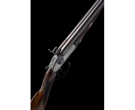 WESTLEY RICHARDS, LONDON A CASED 12-BORE PINFIRE 1864 PATENT BAR-IN-WOOD DOUBLE-BARRELLED SPORTING GUN, serial no. 3283, circ