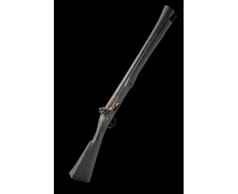 A SUBSTANTIAL 8-BORE FLINTLOCK IRON-BARRELLED BLUNDERBUSS OF SHIP'S MUSKETOON SIZE, SIGNED LONDON, no visible serial number, 