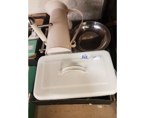 A collection of Kitchen related items to include bread bin, scales, mug rack etc (8) 