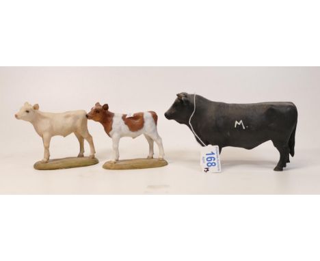 A collection of Wade Ceramic Northlight Figures of Cattle &amp; Calf's, tallest 10cm. These were removed from the archives of