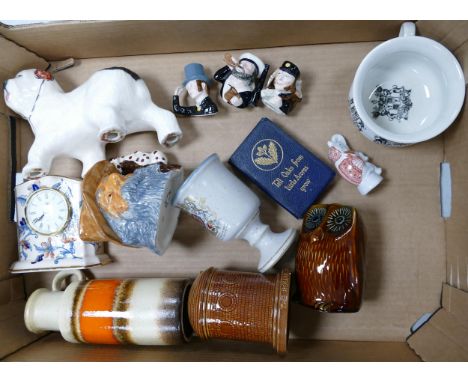 A Mixed Collection of items to include West German Modernist vase, Wedgwood Money box, Masons Mantle clock, Masons Character 