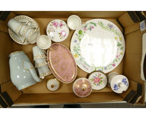 A mixed collection of items to include Royal Doulton H4991 patterned part coffee set (some cups with hairlines), Minton Pink 