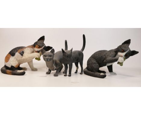 A collection of Wade Ceramic Northlight Figures of Cats, tallest 17cm. These were removed from the archives of the Wade facto