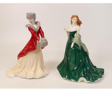 Royal Worcester Limited Edition Lady Figures Lara Christmas Morning &amp; Joy(2) 