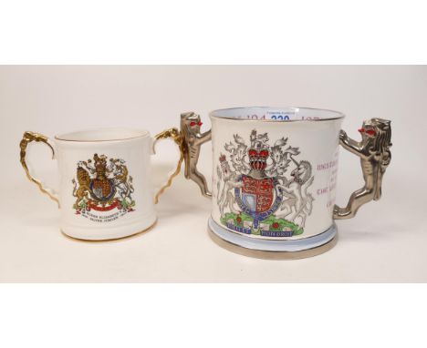 Paragon Silver Wedding Commemorative Loving Cup &amp; similar Royal Staffordshire item, tallest 13cm(2) 