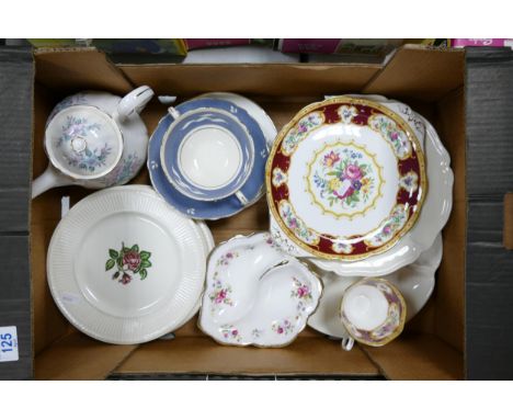 A mixed collection of items to include  Royal Albert Lady Carlyle patterned items, Colclough floral teapot , Wedgwood Plates 