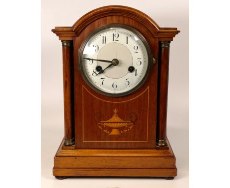 Inlaid Wooden Mantle Clock, height 32cm 