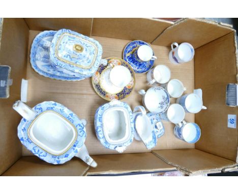 A mixed collection of items to include 19th Century &amp; later Coalport, Spode &amp; similar coffee cans &amp; saucers, Blue