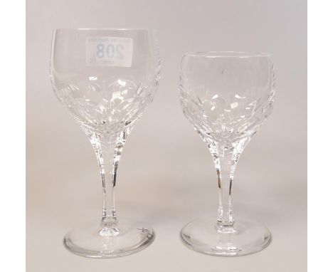 Boxed Atlantis Crystal for De Lamerie Fine Bone China heavy Undecorated Red &amp; White Wine Glasses, height of tallest 15cm 