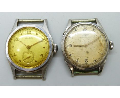 A stainless steel CYMA watersport wristwatch head and a stainless steel Tissot example 