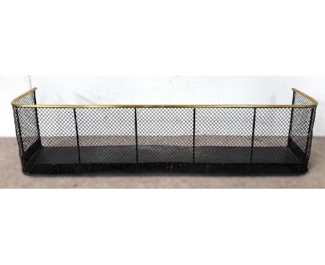 A brass and wirework nursery fire fender, 30 x 121 x 26 cm.&nbsp;&nbsp;