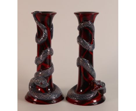 Royal Doulton, pair of candlesticks - Archives Burslem Artwares Panya Snake Candlestick BA23 and Puning Snake Candlestick BA2