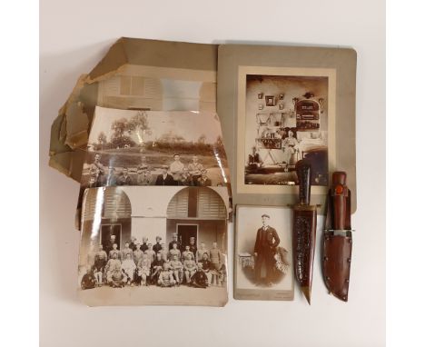 A collection of photographs c1905, including 1st B The Kings regt. Rangoon 2nd Team Football team, winners of the Junior Chal