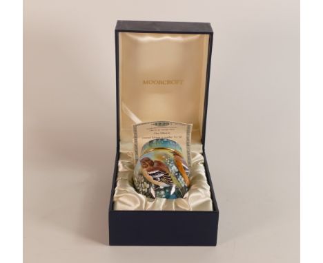 Moorcroft Enamel The Mimic Ginger Jar by Nigel Creed. Limited edition 35/50. Boxed with certificate. Height 6.5cm
