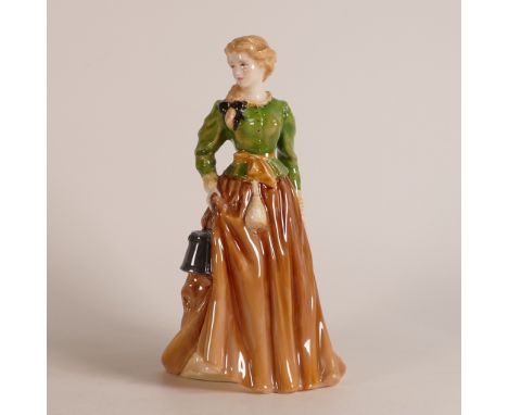 Royal Doulton prototype figure of Fair Maid in brown dress and green blouse holding a pail, impressed no to base 4817, h.22cm