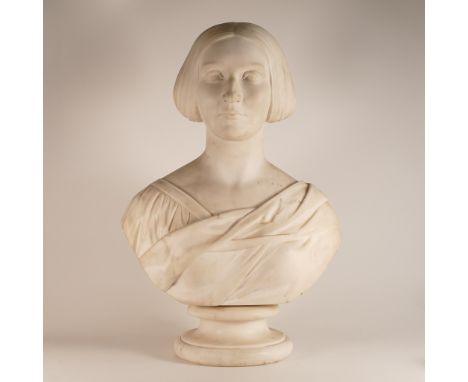 Robert Physick (1815–1880), Marble shoulder bust of Queen Victoria. Attached to original circular socle with rear of bust bei