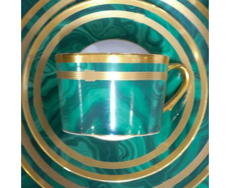 Christian Dior, Malachite tea &amp; dinner service, comprising 9 dinner plates, 12 side plates, 12 soup bowls, 7 coffee cups 
