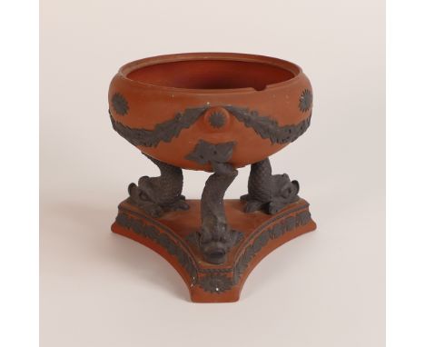 Late 18th / early 19th century&nbsp;Rosso Antico Neoclassical tripod burner, probably Wedgwood. Tripod in the form of grotesq