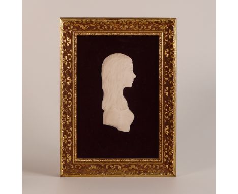Wedgwood, white Jasper portrait of Jennes Barber at age 18. Made for Barber by a mould maker whilst she was employed at the W