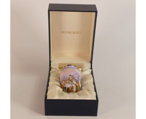 Moorcroft Enamel boxed trial piece vase 'Highland Grouse ' 7cm