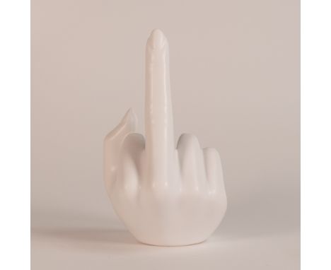 Anissa Kermiche candlestick in the form of a hand with a raised middle finger 'French For Goodnight', 16cm