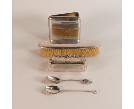 Silver cigarette case, inscription of golfers, awarded to Joe Turner at Clough Hall Golf Club 1913, silver topped dish, silve