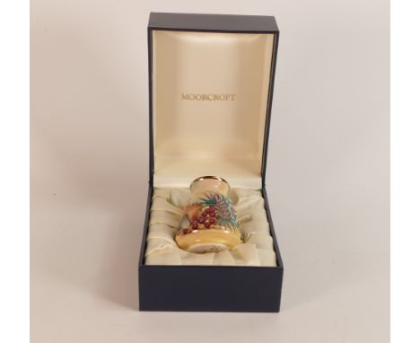 Moorcroft Enamel boxed vase Acorn designed by Nicola Slaney, 6cm.