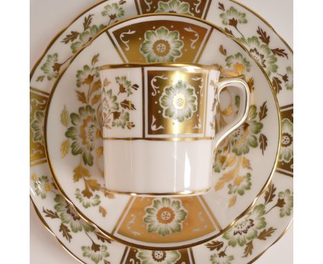Royal Crown Derby Green Derby Panel coffee service to include one coffee pot, six demitasse/espresso cups &amp; saucers, six 