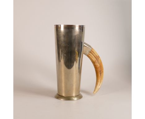 P. H. Vogel &amp; Co., Silver plated large tankard with fitted boar tusk handle. Impressed 'P.H.V &amp; Co.' stamp to base. H