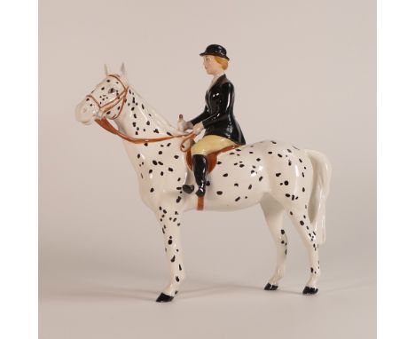 Beswick huntslady on spotted grey horse, model 1730, this item decorated off the factory at later date from production.