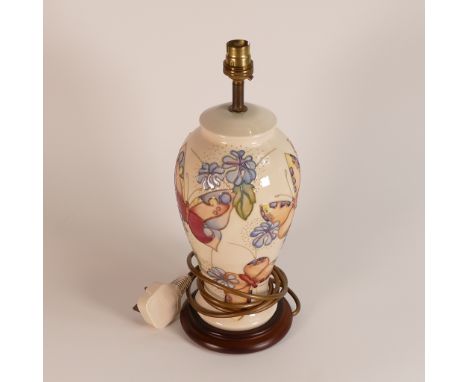 Moorcroft, The Butterfly design baluster lamp. Designed by Sally Tuffin. Height: 36cm