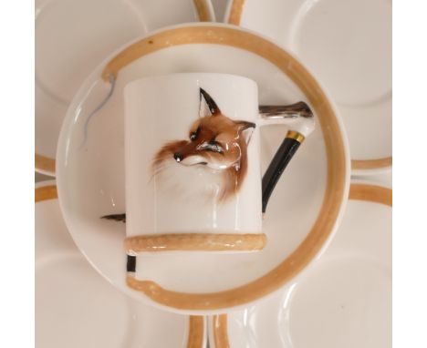 A Royal Doulton H4927 "Reynard The Fox" pattern coffee service, comprising: a large coffee pot, 21cm high, a small coffee pot