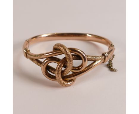 Victorian 9ct Rose gold knot design bangle, 12.6g.