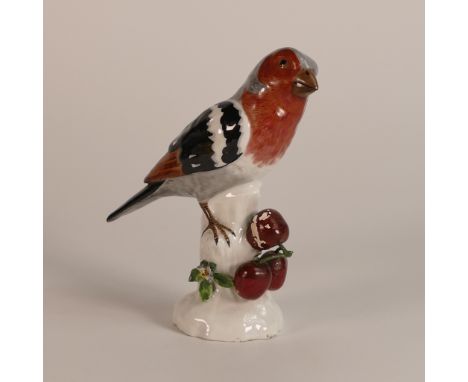 Samson type porcelain model of a Finch on naturalistic stump with cherries. Gilt anchor mark to base. r. Height: 14.5cm
