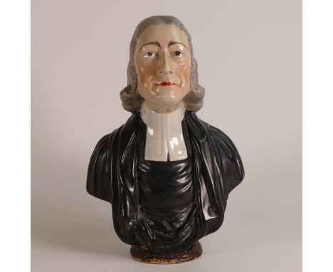 Staffordshire 19th century bust of Rev. John Wesley (1703-1791). After the second reworked model of Enoch Wood's original bus