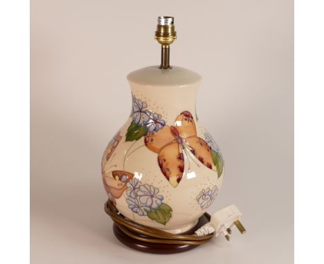 Moorcroft, The Butterfly design baluster lamp. Designed by Sally Tuffin. Height: 34cm
