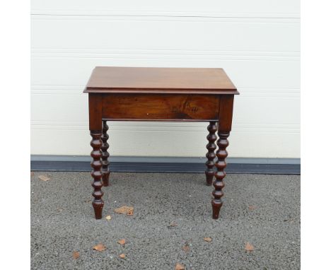 Victorian side table on tapering Bobbin type legs. Height: 53cm Width: 55cm
