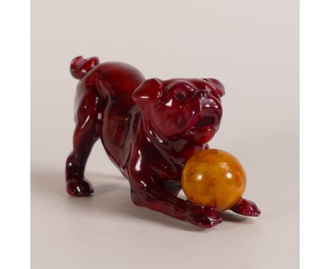 Bernard Moore Flambe model of a dog playing with a yellow ball, L.11 x h.5.25cm.