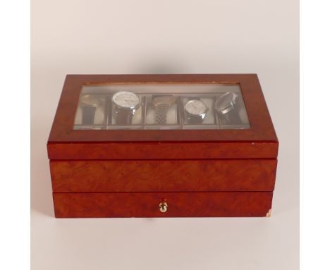 A Gentleman's collection of various vintage wristwatches in collectors watch case, comprising Casio Alarm Chrono, Seiko Hi-Be