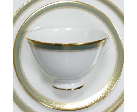Royal Doulton, Clarendon pattern tea and dinner ware including lidded tureens, tea pot, tea trios, coffee cans and saucers, o