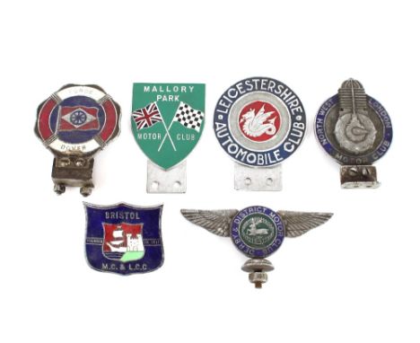 North West London Motor club badge, in chrome and blue enamel, 9.5cm overall; five other motor club badges - Forde Dover; Bri