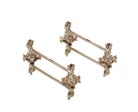 A pair of silver knife rests, decorated with swan finials,&nbsp;Sheffield 1903,