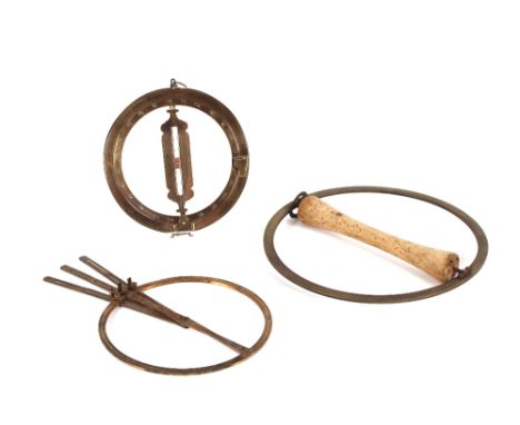 A brass universal equinoctial ring dial, the meridian ring with sliding suspension, circa 18th/19th Century, 23cm dia.; a "Gr