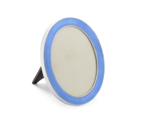 A silver and enamel photograph frameSampson Mordan &amp; Co, London 1920 Oval, with sky blue enamel over a wavy ground, with 